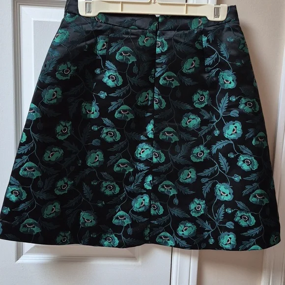 J. Crew Emmie Poppy A-line Black & Green Lined Skirt Size 4, New With Tags - Picture 4 of 16